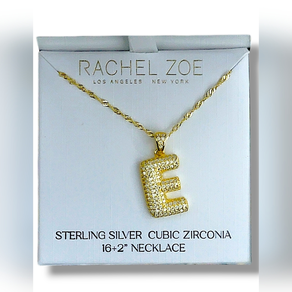 Rachel Zoe Letter "E" Necklace, 14K Gold Plated Sterling Silver